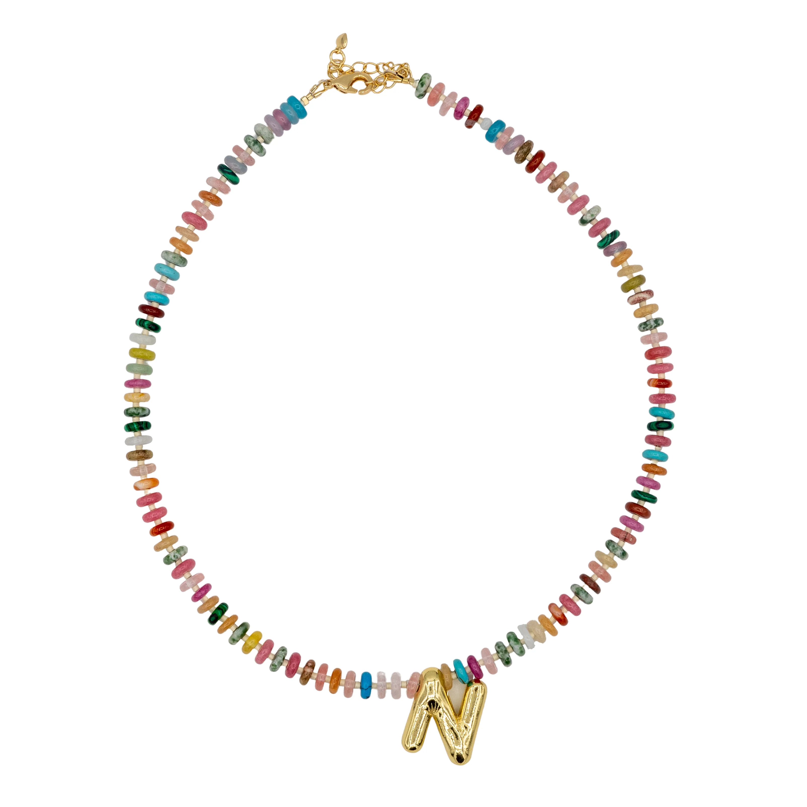 Bubble Initial Beaded Necklace - Image 13