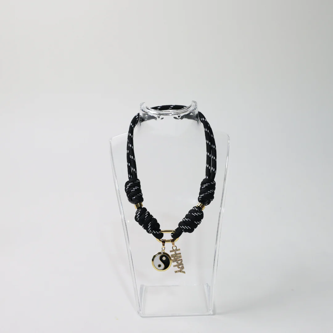 POP UPS X HANNAH B BOAT ROPE BLACK NECKLACE WITH HAPPY YIN-YANG - Image 2