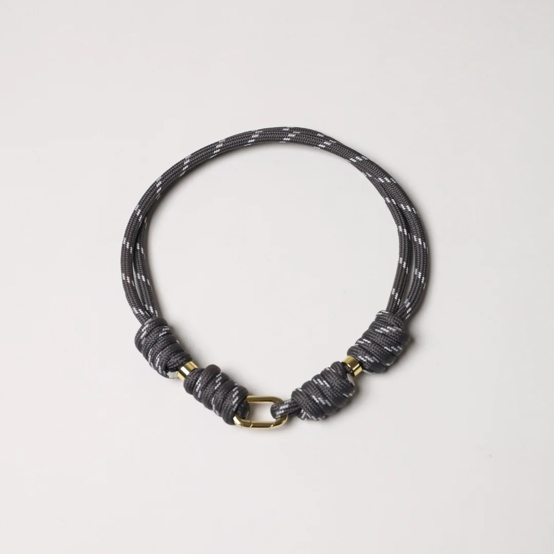 POP UPS X HANNAH B BOAT ROPE GREY NECKLACE WITH PAVE INITIAL