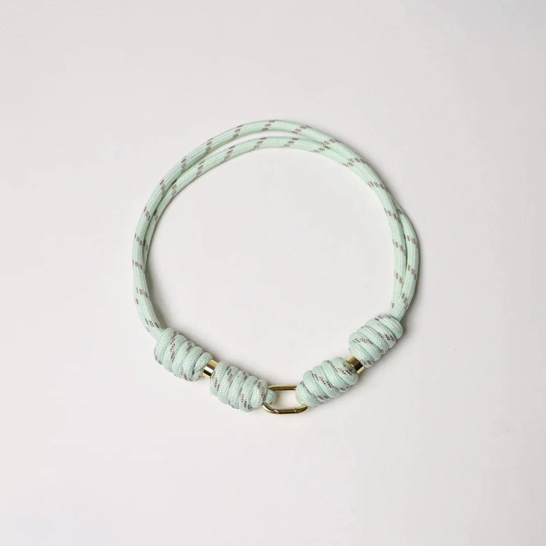 POP UPS X HANNAH B BOAT ROPE MINTY GREEN NECKLACE WITH PAVE INITIAL