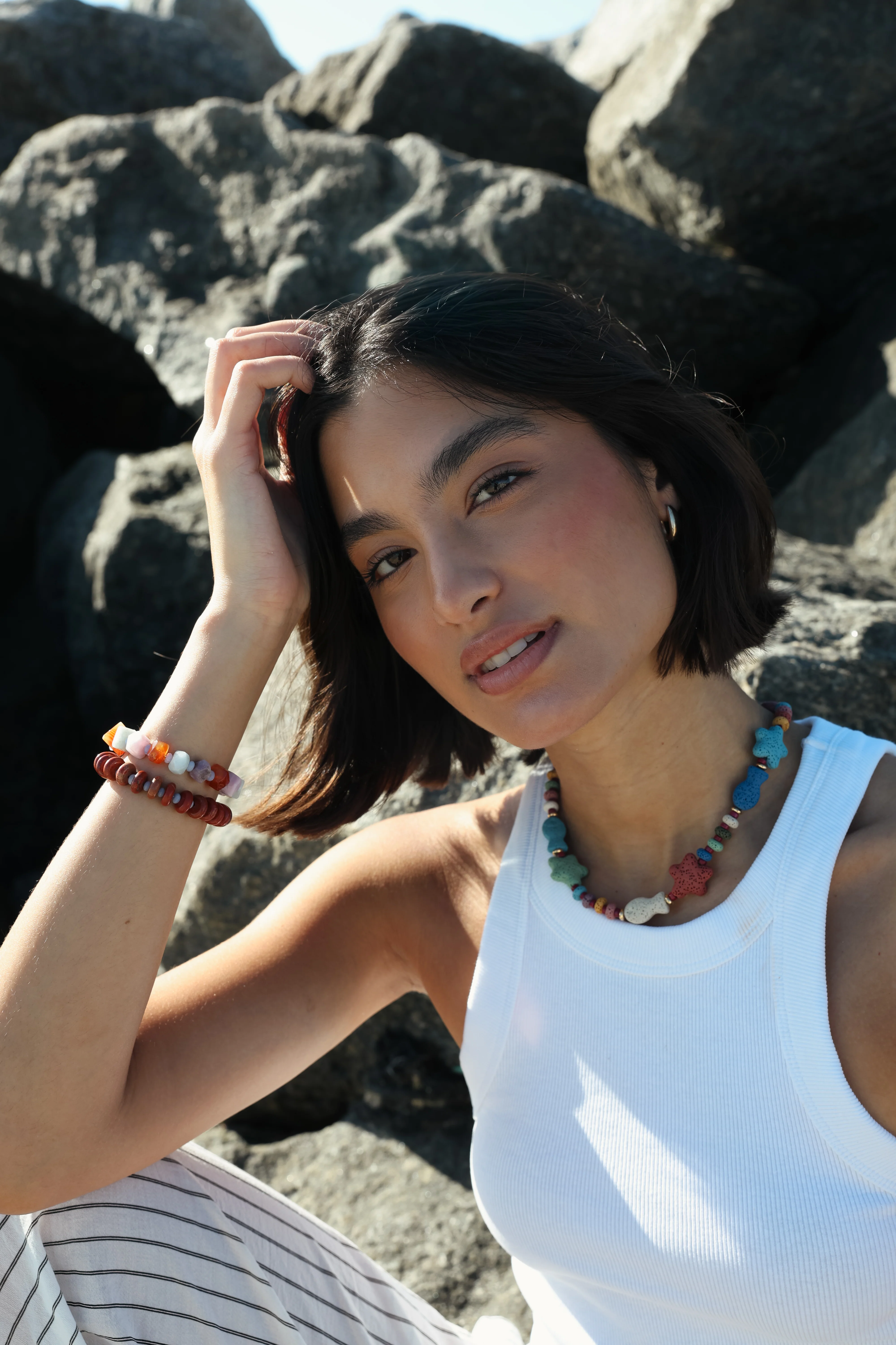 Starfish & Fish Lava Stone Necklace - Image 3