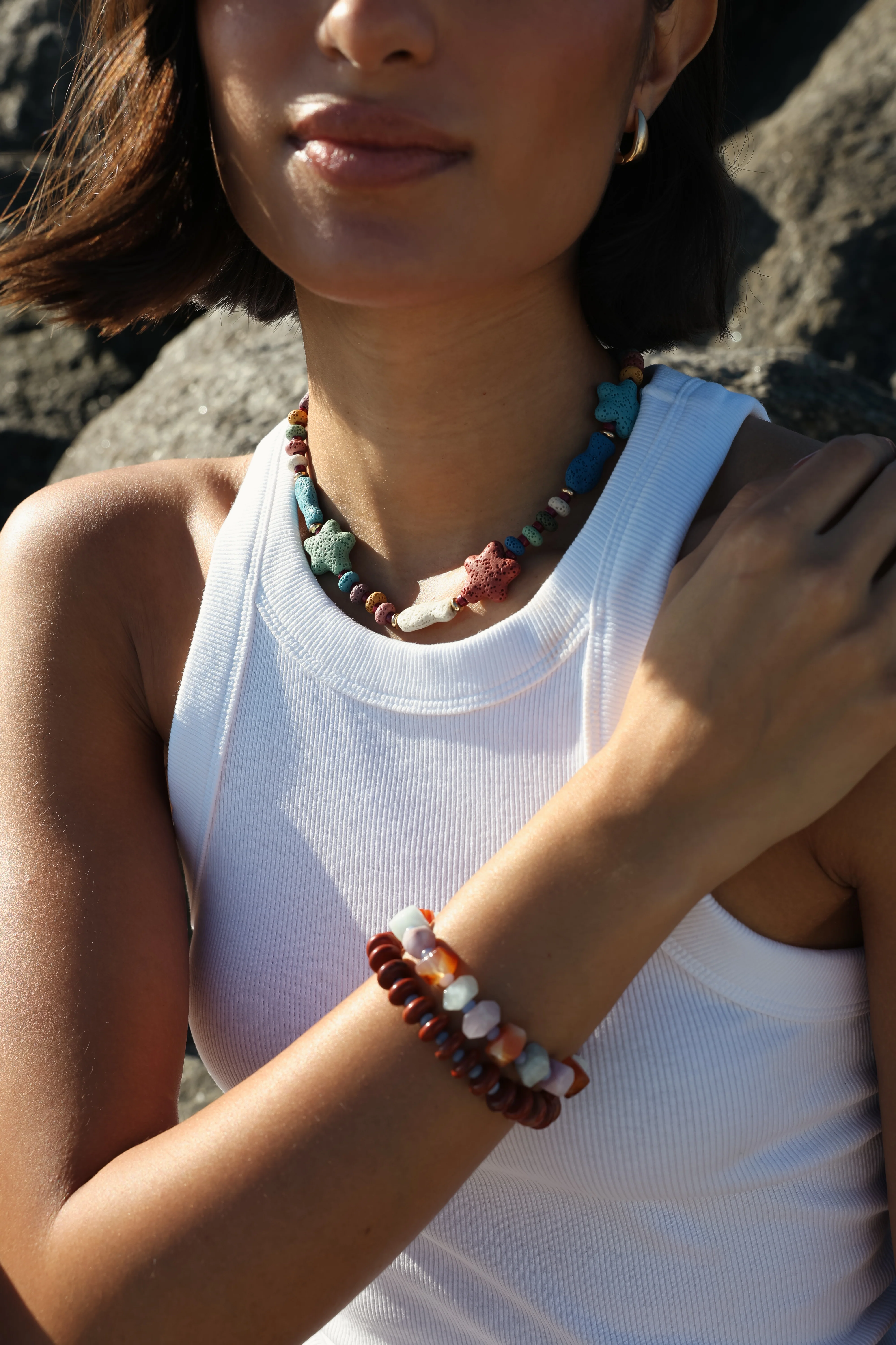 Starfish & Fish Lava Stone Necklace - Image 5